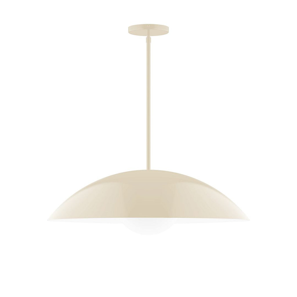 24" Axis Half Dome Stem Hung Pendant With 6 Inch White Opal Glass Globe, Cream - STG439-G15-16