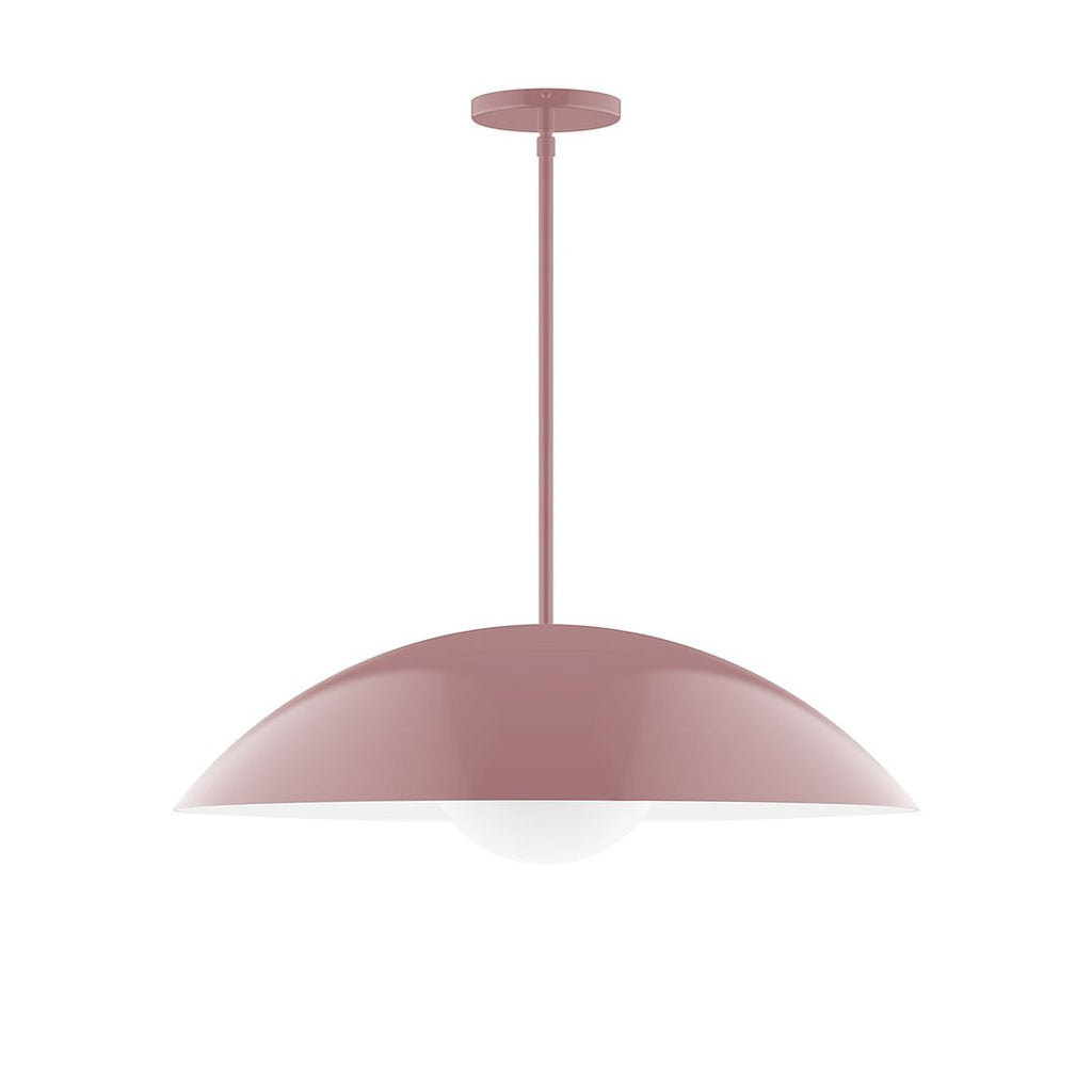 24" Axis Half Dome Stem Hung Pendant With 6 Inch White Opal Glass Globe, Mauve - STG439-G15-20