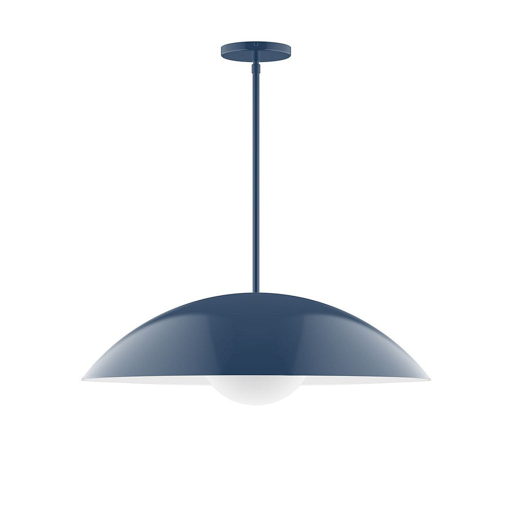 24" Axis Half Dome Stem Hung Pendant With 6 Inch White Opal Glass Globe, Navy - STG439-G15-50