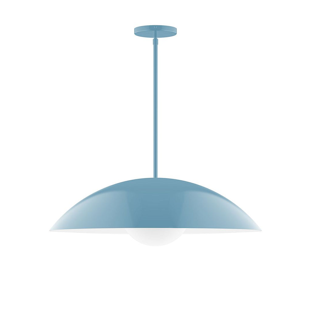 24" Axis Half Dome Stem Hung Pendant With 6 Inch White Opal Glass Globe, Light Blue - STG439-G15-54