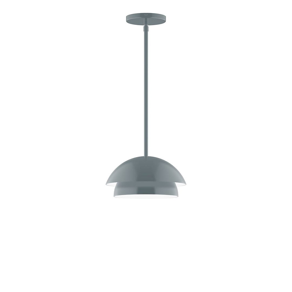 10" Nest Stem Hung Pendant With 6 Inch White Opal Glass Globe, Slate Gray - STGX445-G15-40