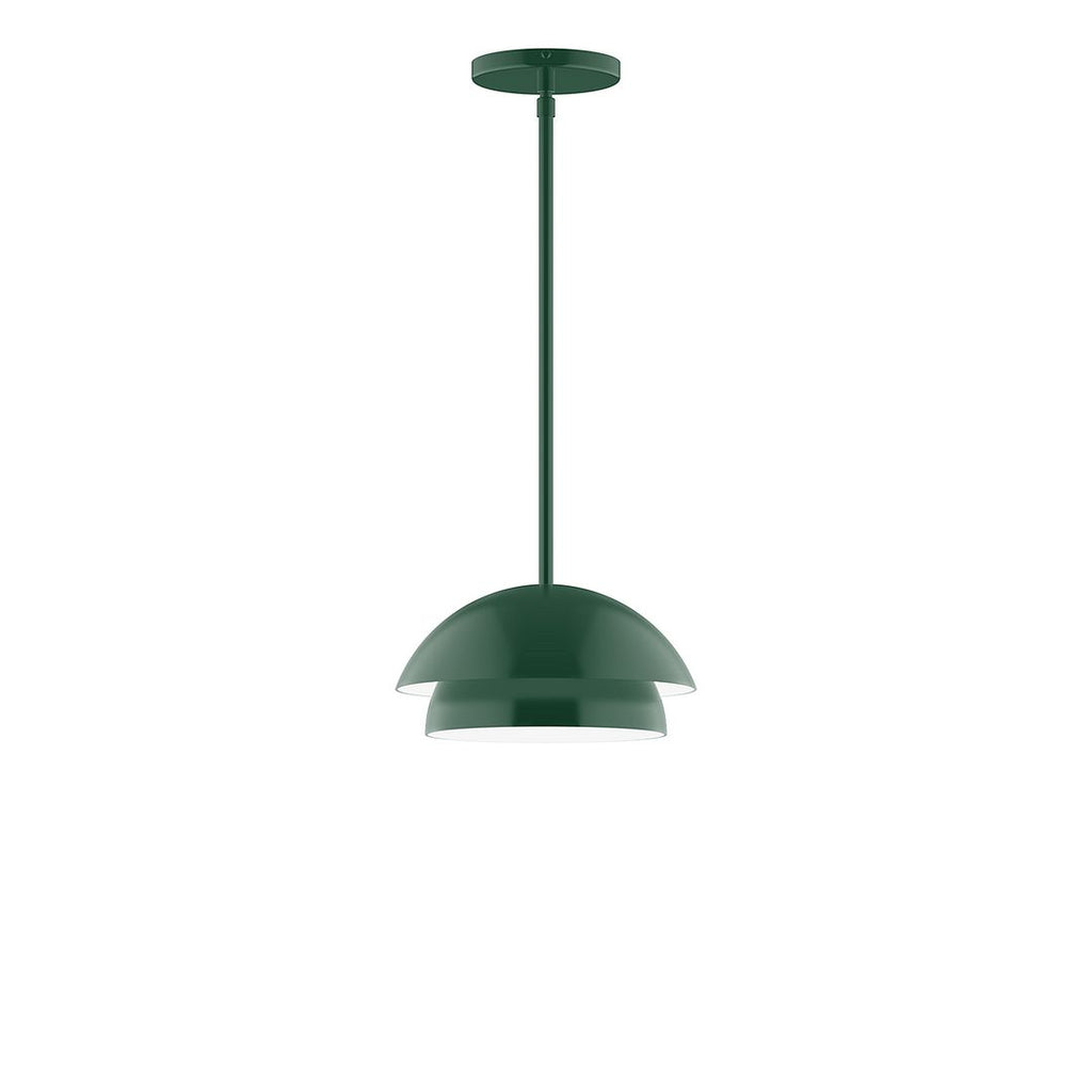 10" Nest Stem Hung Pendant With 6 Inch White Opal Glass Globe, Forest Green - STGX445-G15-42