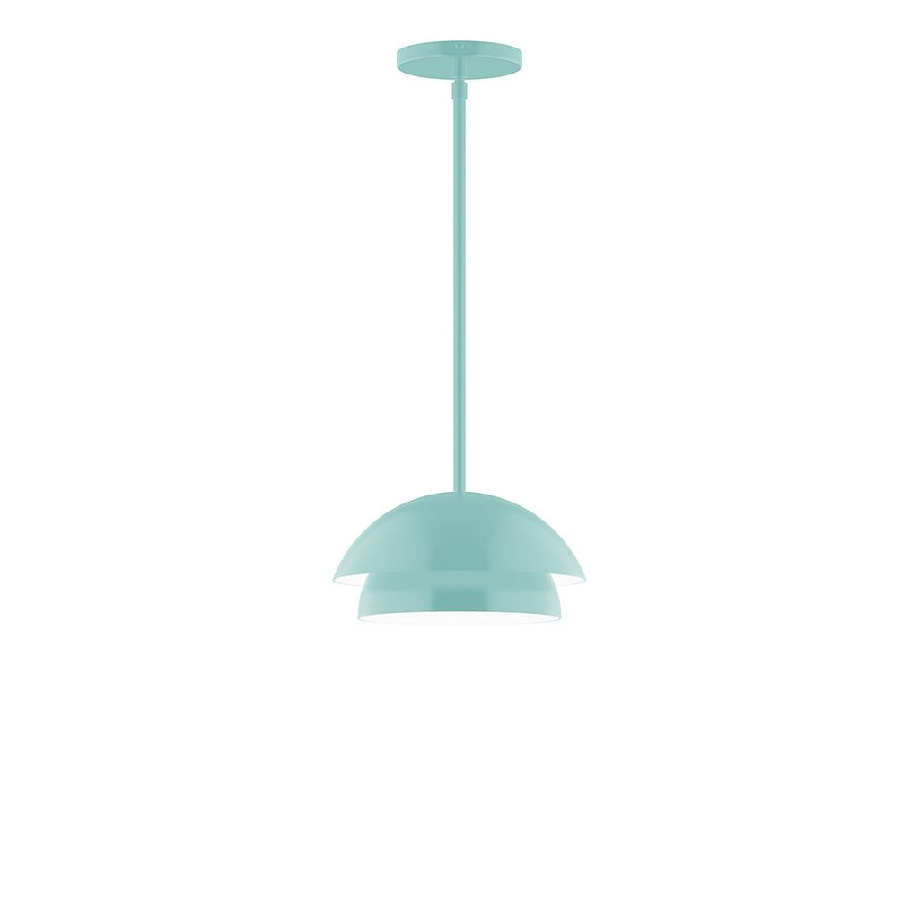 10" Nest Stem Hung Pendant With 6 Inch White Opal Glass Globe, Sea Green - STGX445-G15-48