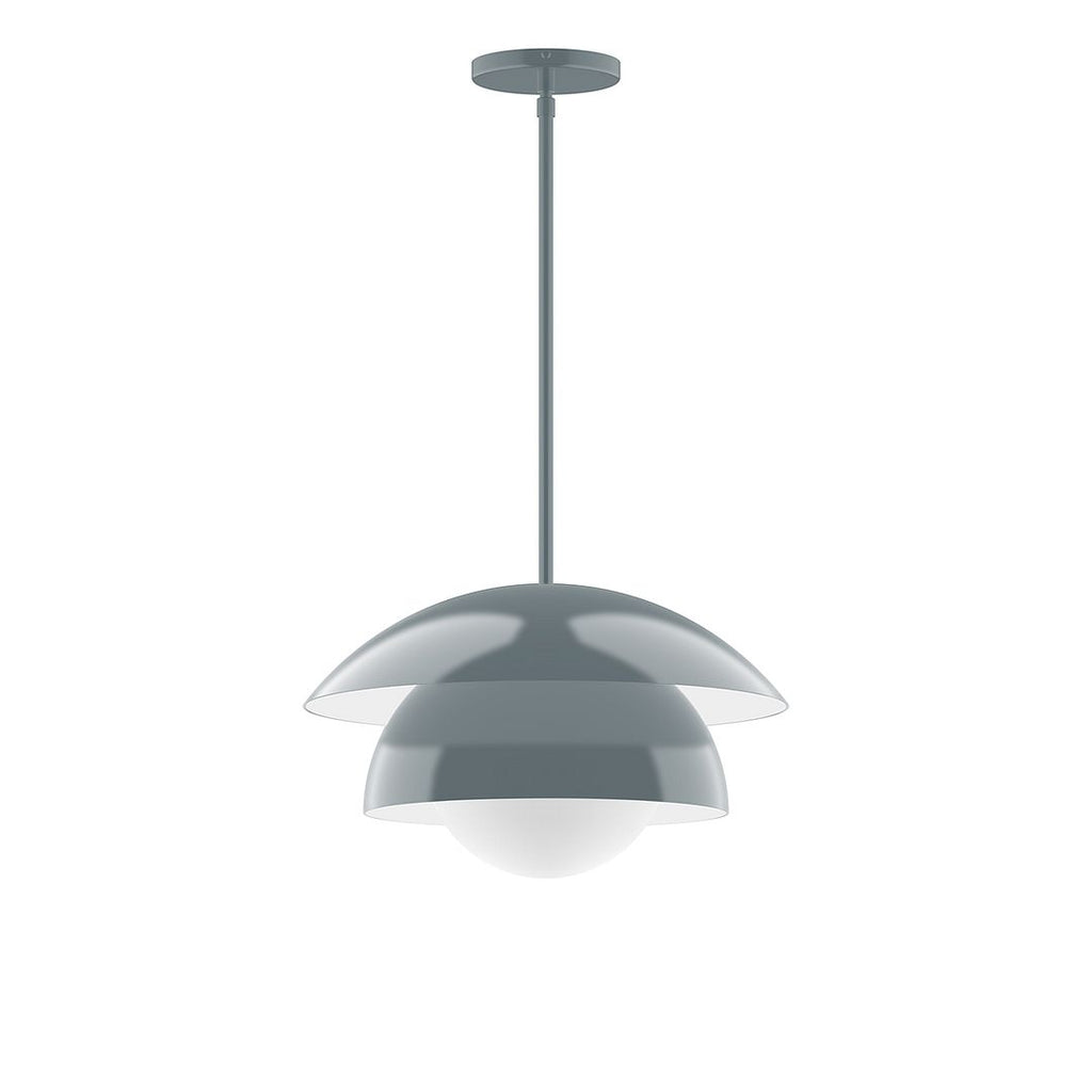 16" Nest Stem Hung Pendant With 6 Inch White Opal Glass Globe, Slate Gray - STGX446-G15-40