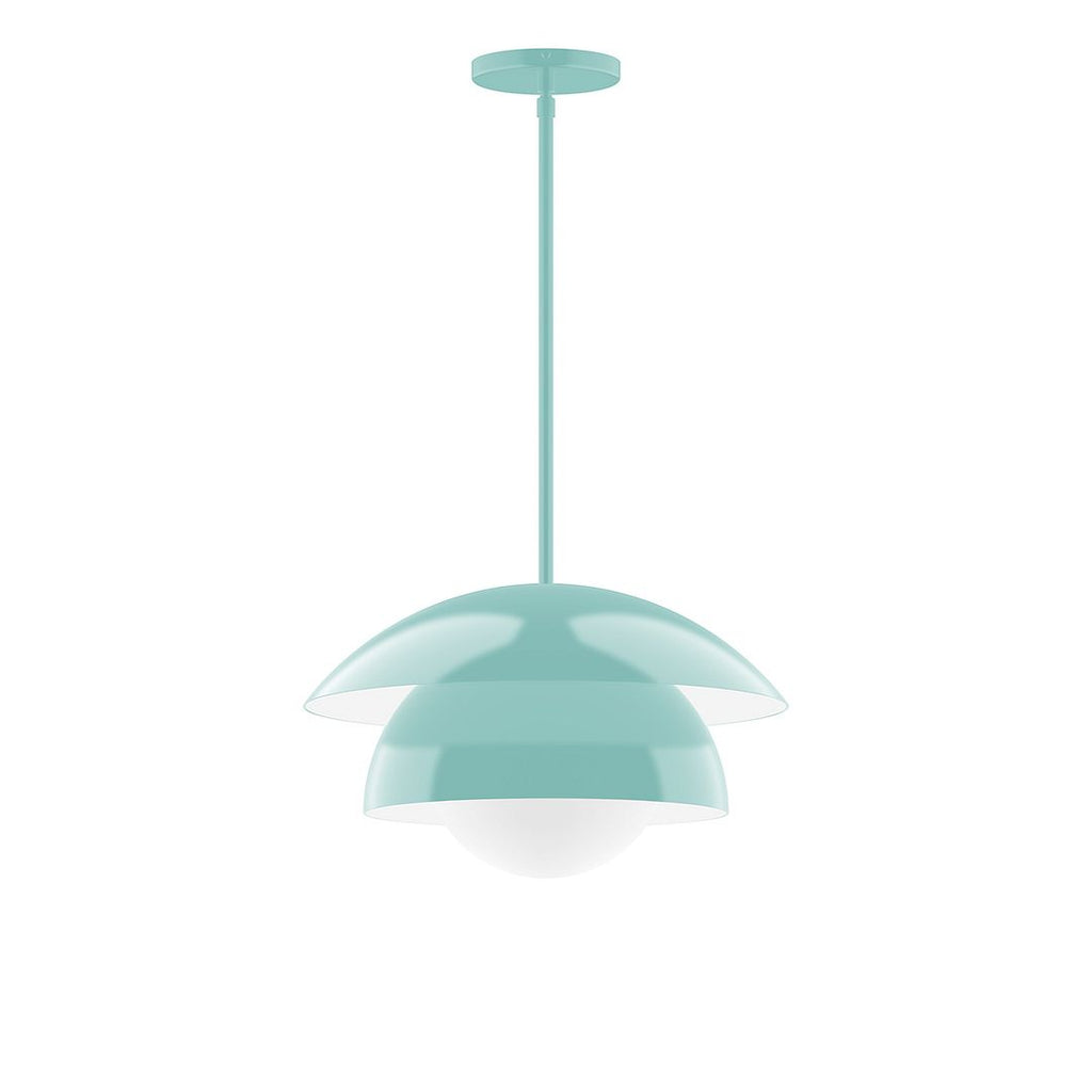 16" Nest Stem Hung Pendant With 6 Inch White Opal Glass Globe, Sea Green - STGX446-G15-48