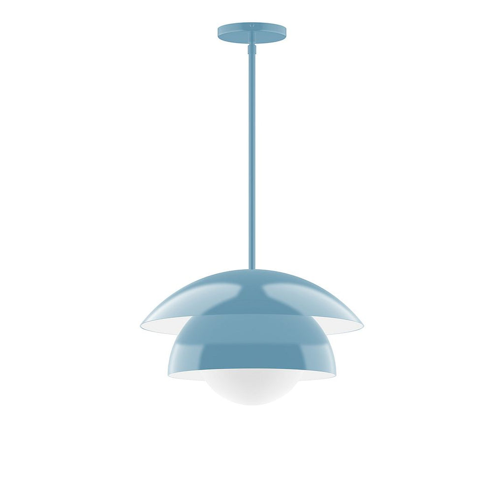 16" Nest Stem Hung Pendant With 6 Inch White Opal Glass Globe, Light Blue - STGX446-G15-54