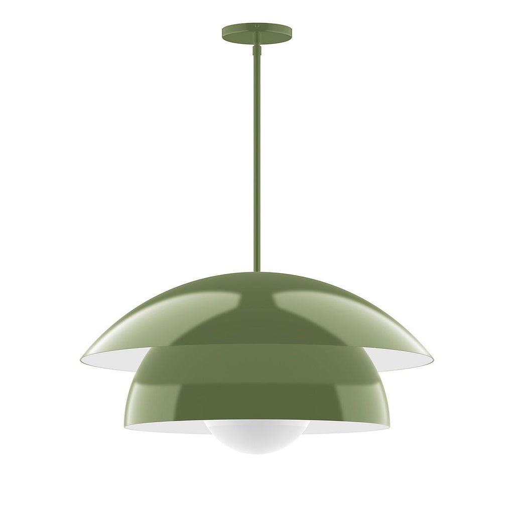 24" Nest Stem Hung Pendant With 6 Inch White Opal Glass Globe, Fern Green - STGX447-G15-22