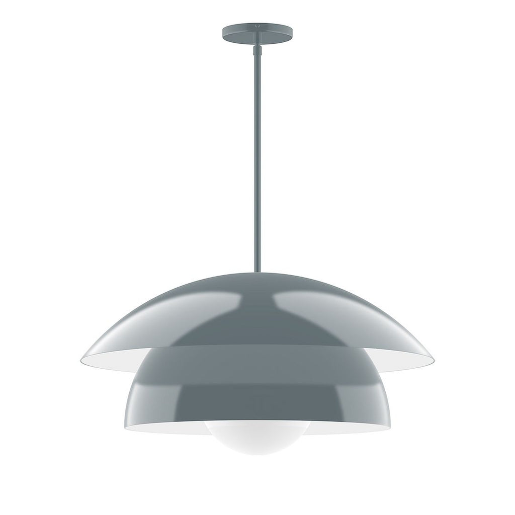 24" Nest Stem Hung Pendant With 6 Inch White Opal Glass Globe, Slate Gray - STGX447-G15-40