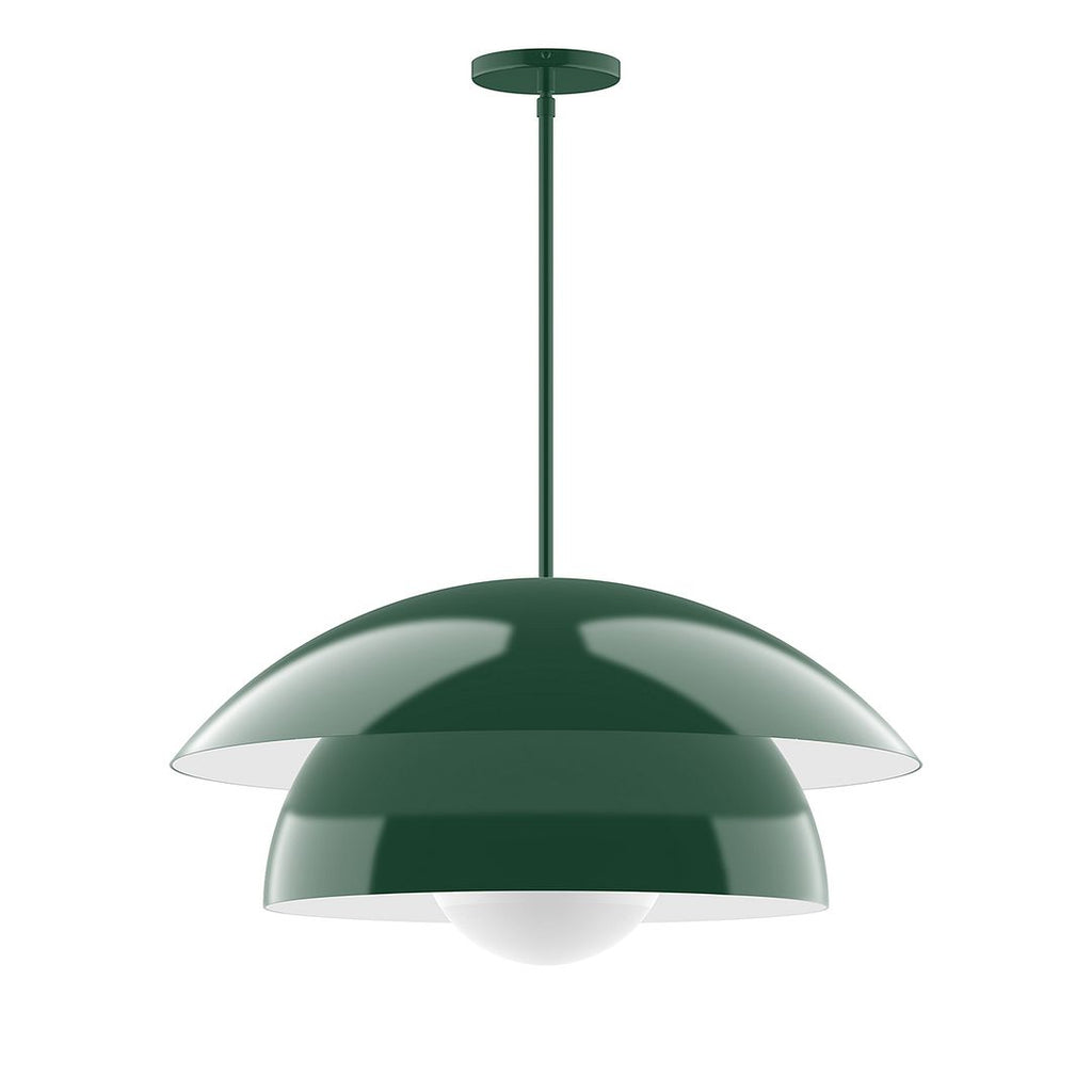 24" Nest Stem Hung Pendant With 6 Inch White Opal Glass Globe, Forest Green - STGX447-G15-42