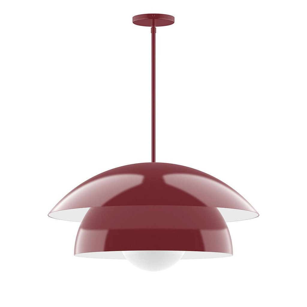 24" Nest Stem Hung Pendant With 6 Inch White Opal Glass Globe, Barn Red - STGX447-G15-55