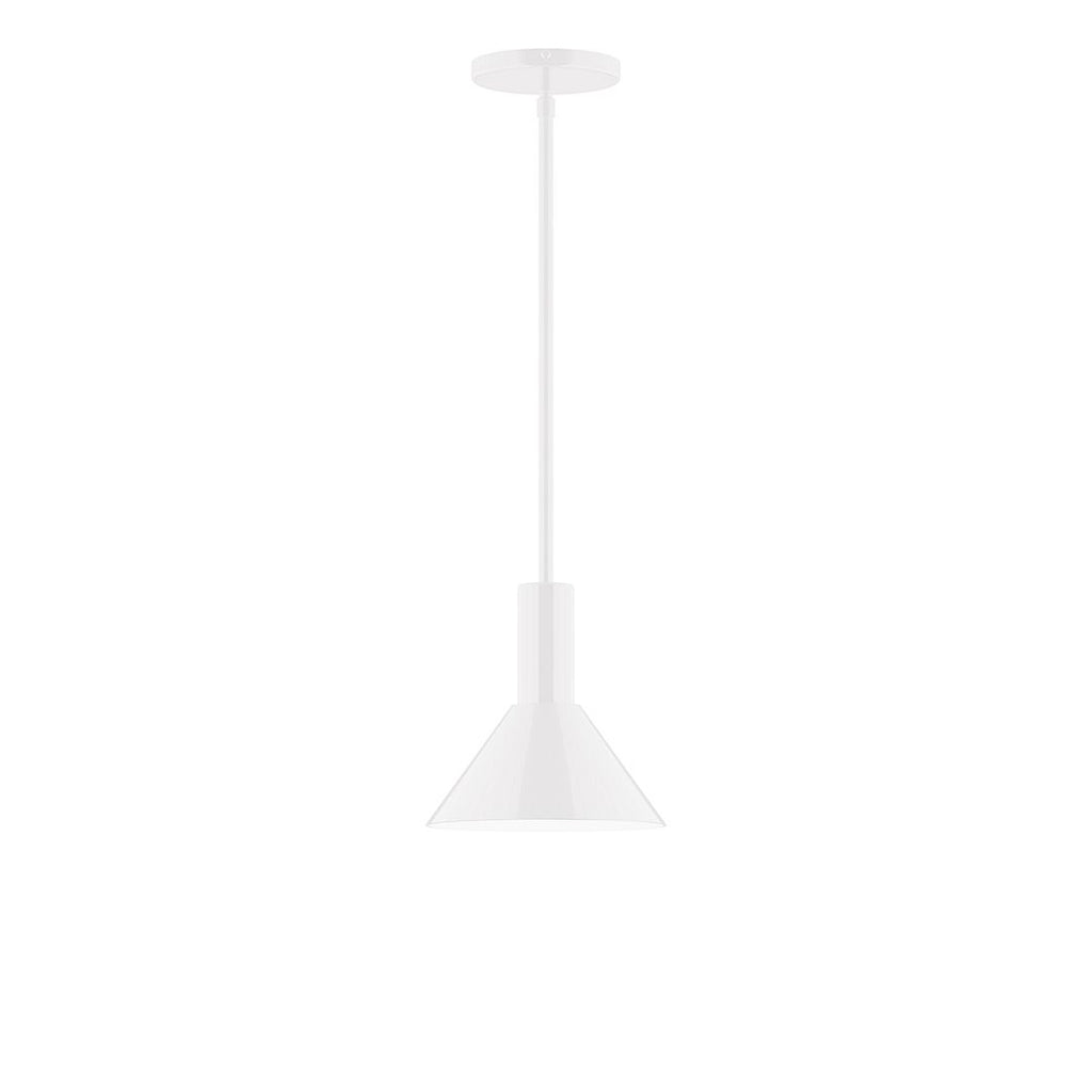 8" Stack Mini Cone Stem Hung Pendant, White - STGX451-44