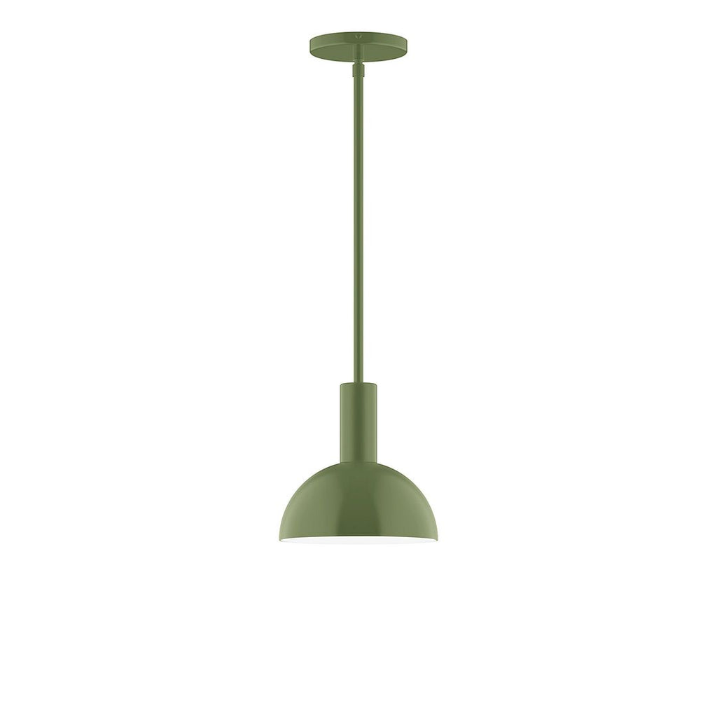 8" Stack Mini Dome Stem Hung Pendant With 6 Inch White Opal Glass Globe, Fern Green - STGX456-G15-22