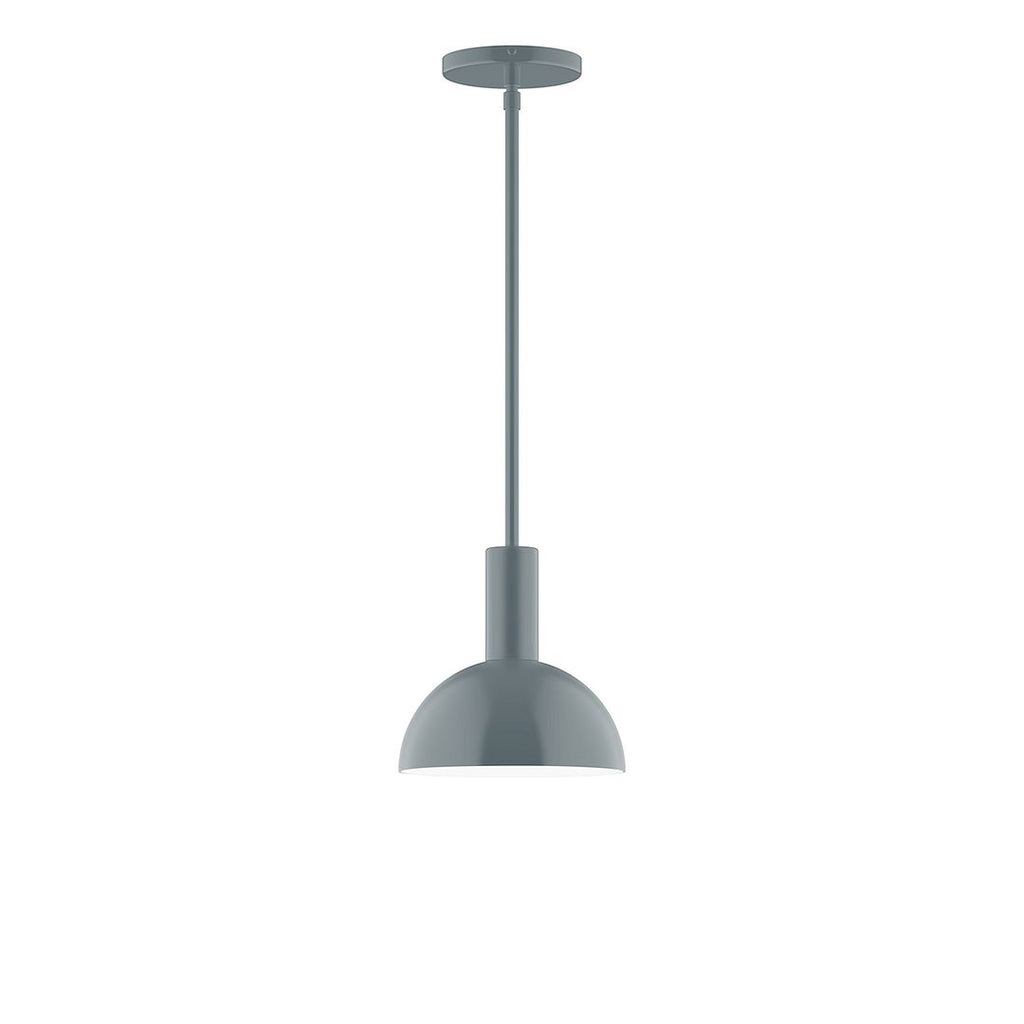 8" Stack Mini Dome Stem Hung Pendant With 6 Inch White Opal Glass Globe, Slate Gray - STGX456-G15-40