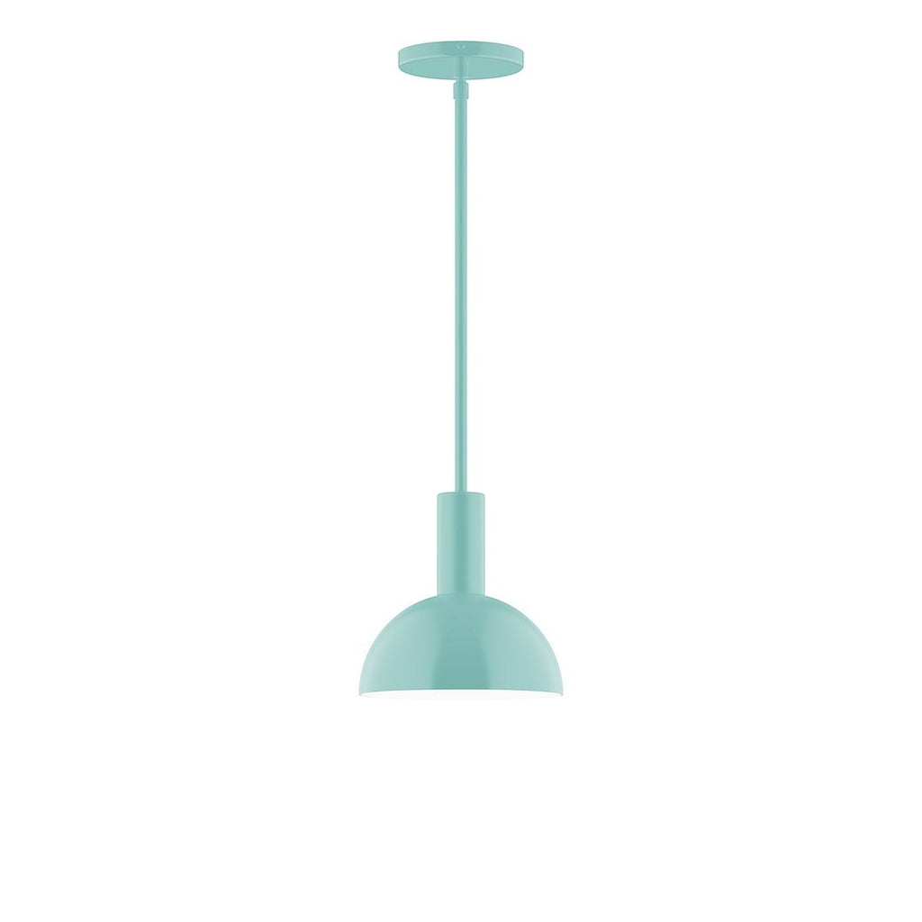 8" Stack Mini Dome Stem Hung Pendant With 6 Inch White Opal Glass Globe, Sea Green - STGX456-G15-48