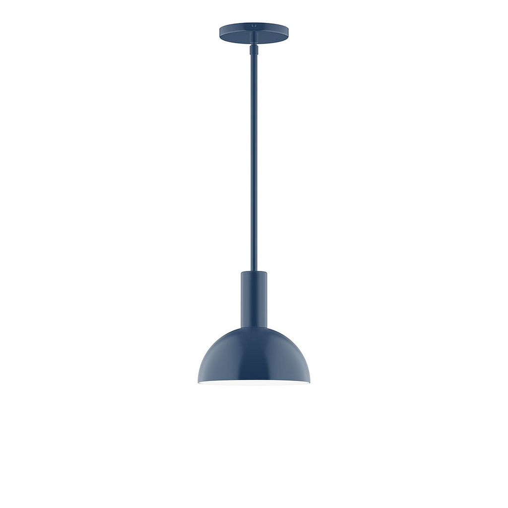 8" Stack Mini Dome Stem Hung Pendant With 6 Inch White Opal Glass Globe, Navy - STGX456-G15-50