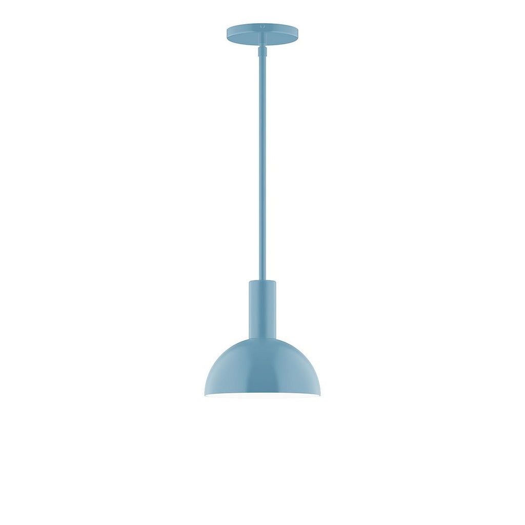 8" Stack Mini Dome Stem Hung Pendant With 6 Inch White Opal Glass Globe, Light Blue - STGX456-G15-54