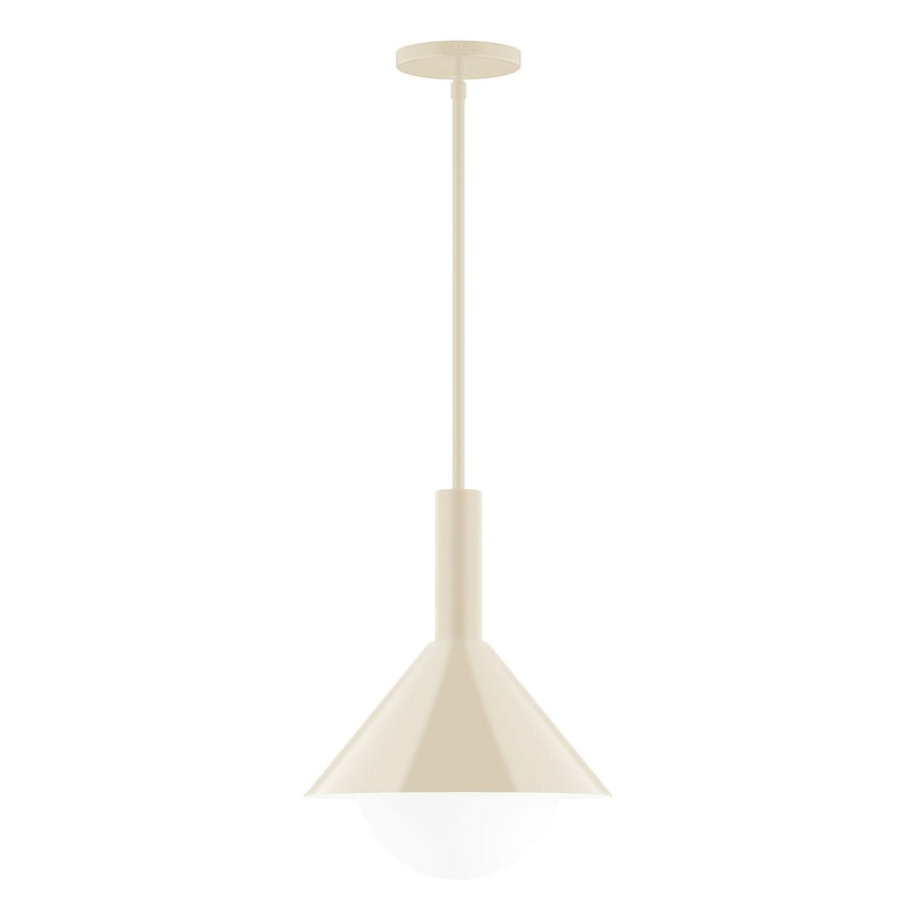 12" Stack Cone Stem Hung Pendant With 6 Inch White Opal Glass Globe, Cream - STGX466-G15-16