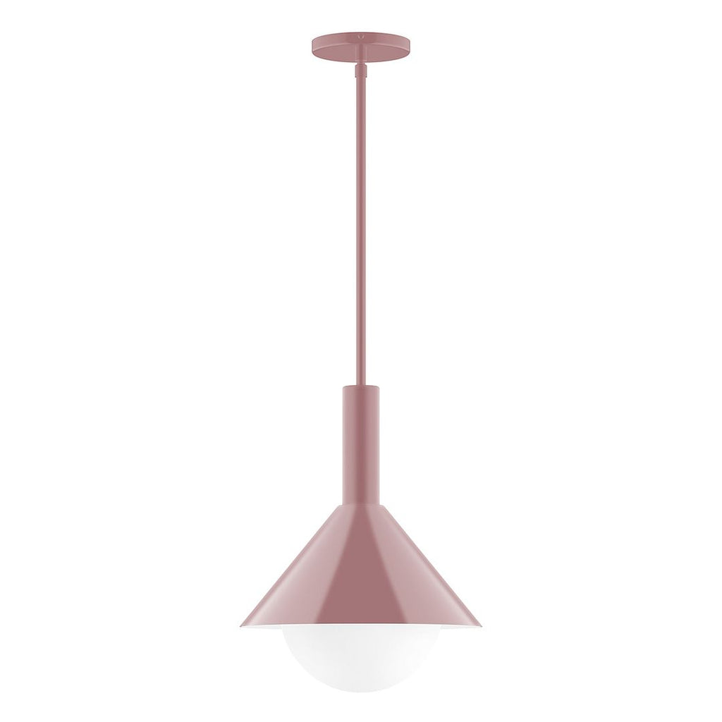 12" Stack Cone Stem Hung Pendant With 6 Inch White Opal Glass Globe, Mauve - STGX466-G15-20