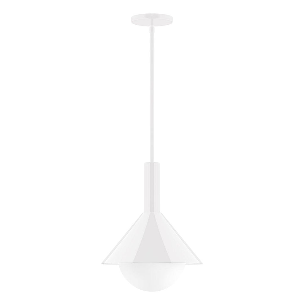 12" Stack Cone Stem Hung Pendant With 6 Inch White Opal Glass Globe, White - STGX466-G15-44