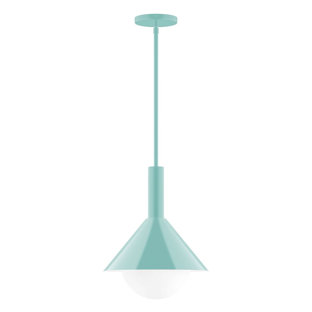 12" Stack Cone Stem Hung Pendant With 6 Inch White Opal Glass Globe, Sea Green - STGX466-G15-48