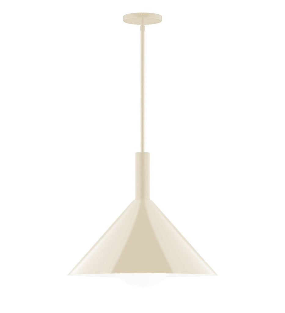 18" Stack Cone Stem Hung Pendant With 6 Inch White Opal Glass Globe, Cream - STGX467-G15-16