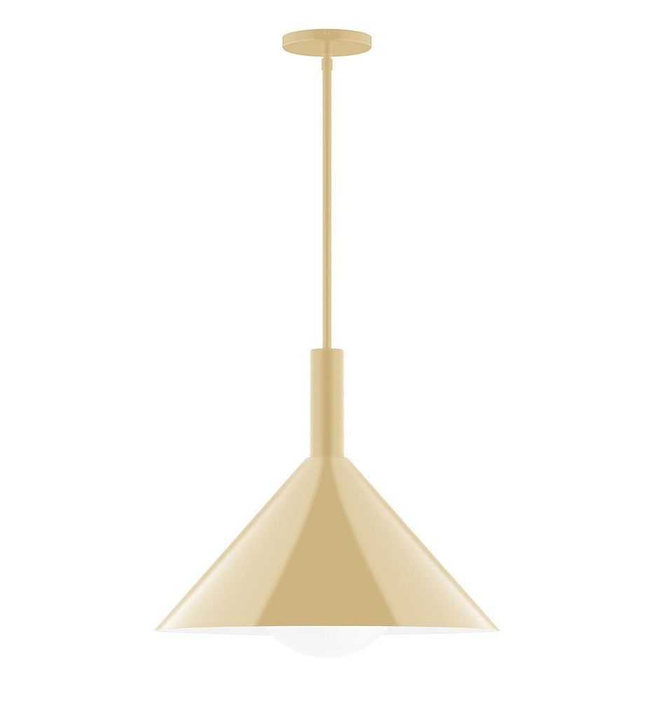 18" Stack Cone Stem Hung Pendant With 6 Inch White Opal Glass Globe, Ivory - STGX467-G15-17