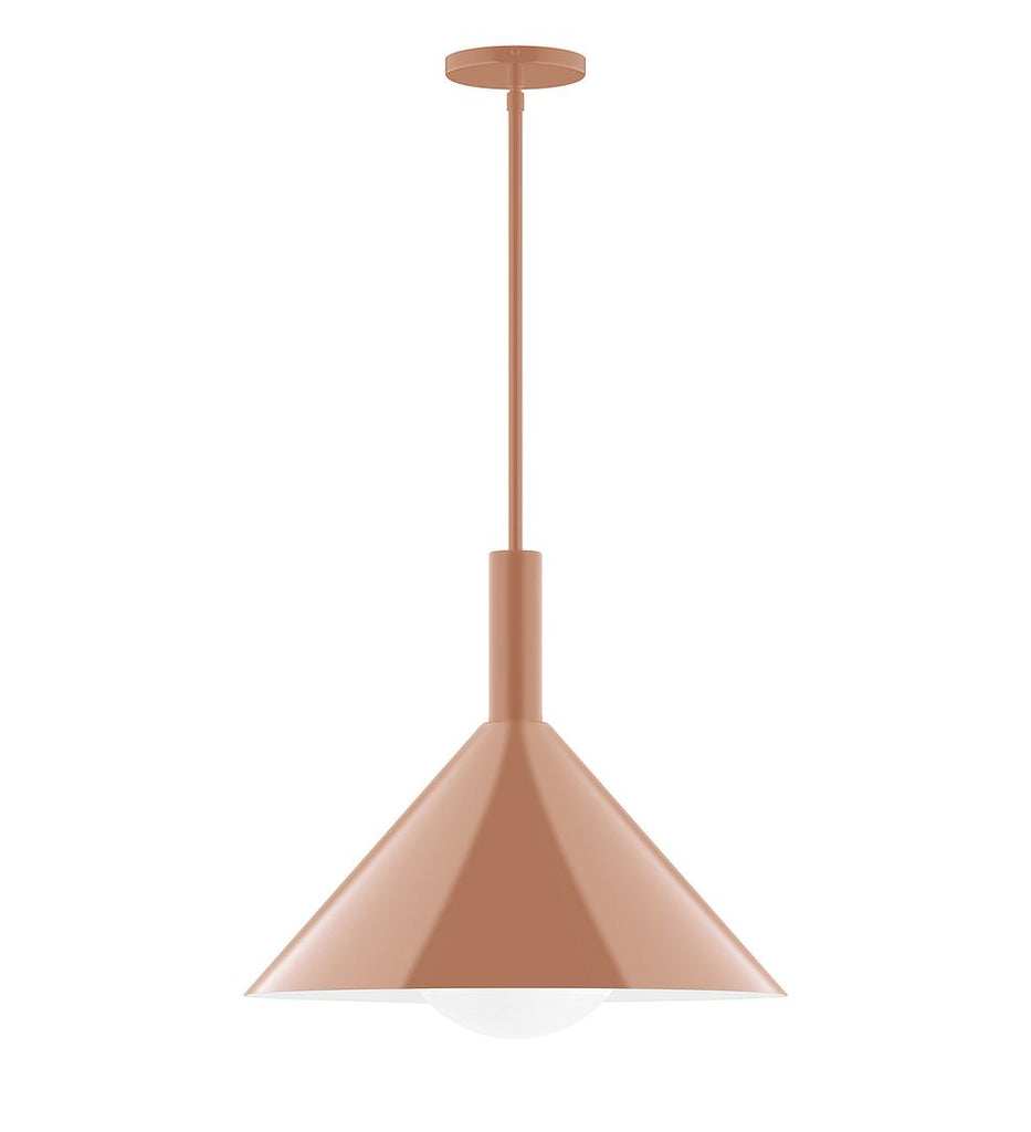 18" Stack Cone Stem Hung Pendant With 6 Inch White Opal Glass Globe, Terracotta - STGX467-G15-19