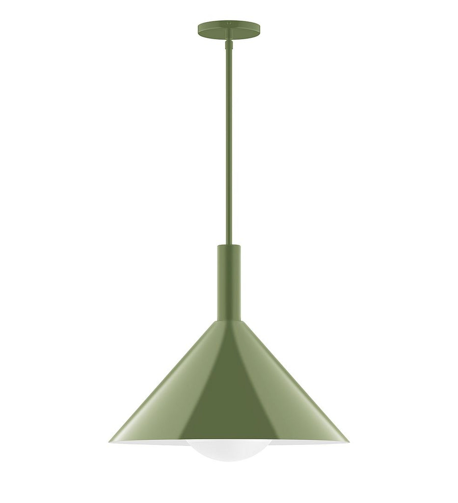 18" Stack Cone Stem Hung Pendant With 6 Inch White Opal Glass Globe, Fern Green - STGX467-G15-22