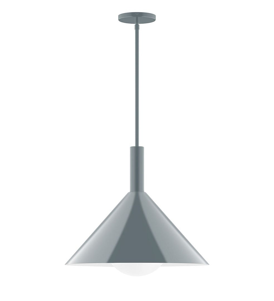 18" Stack Cone Stem Hung Pendant With 6 Inch White Opal Glass Globe, Slate Gray - STGX467-G15-40