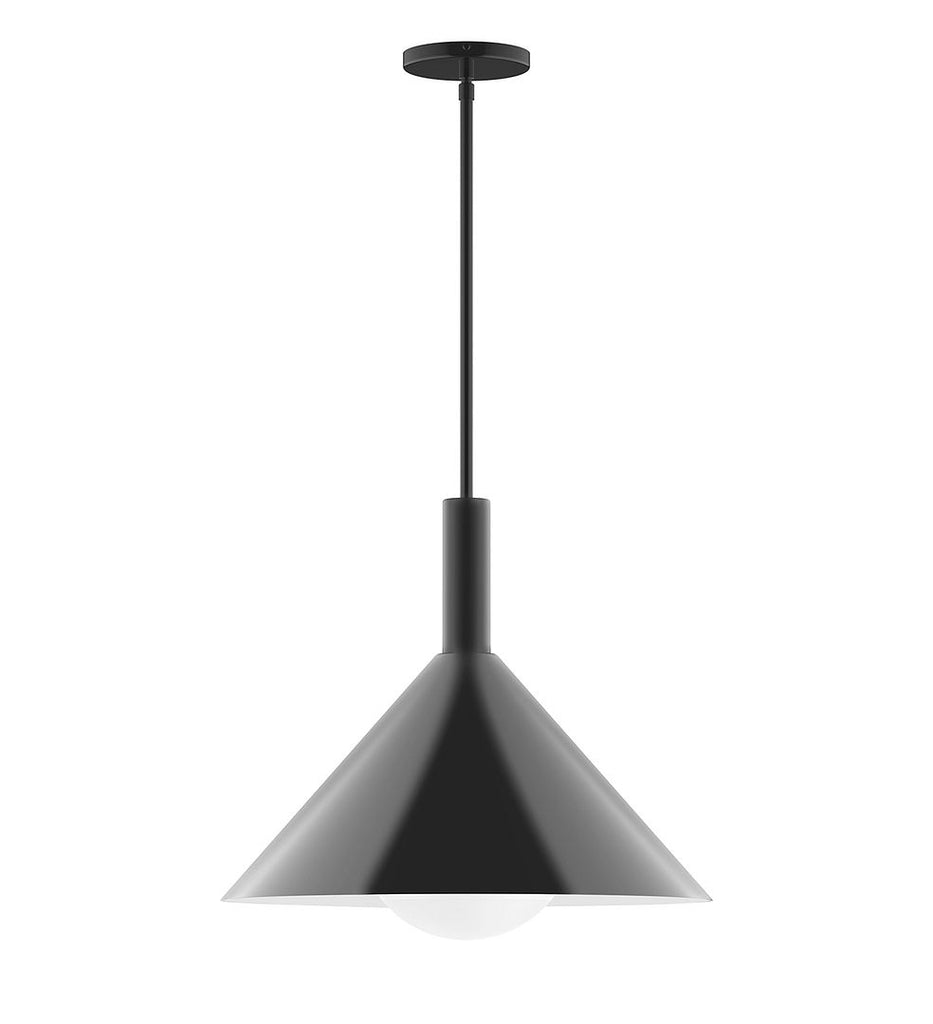 18" Stack Cone Stem Hung Pendant With 6 Inch White Opal Glass Globe, Black - STGX467-G15-41