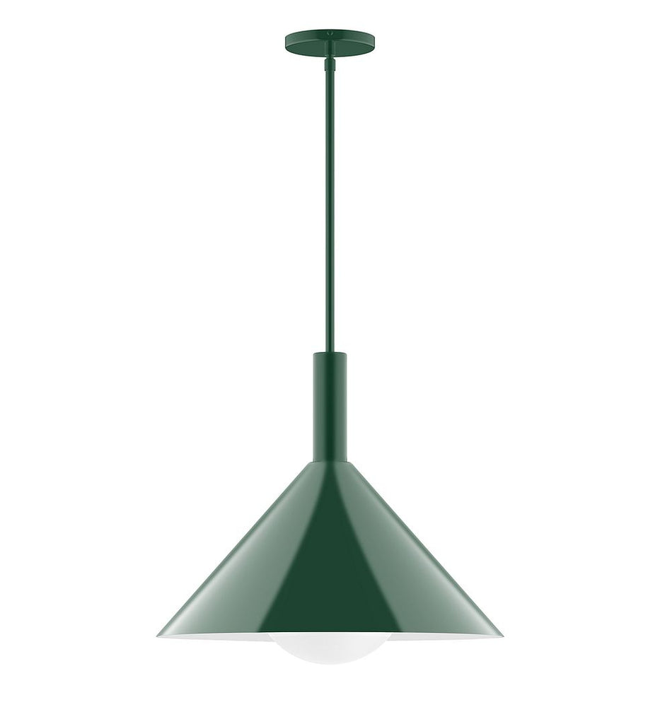 18" Stack Cone Stem Hung Pendant With 6 Inch White Opal Glass Globe, Forest Green - STGX467-G15-42