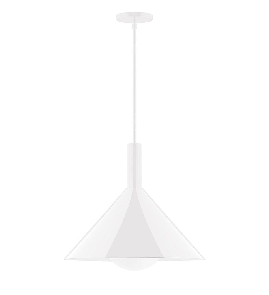 18" Stack Cone Stem Hung Pendant With 6 Inch White Opal Glass Globe, White - STGX467-G15-44