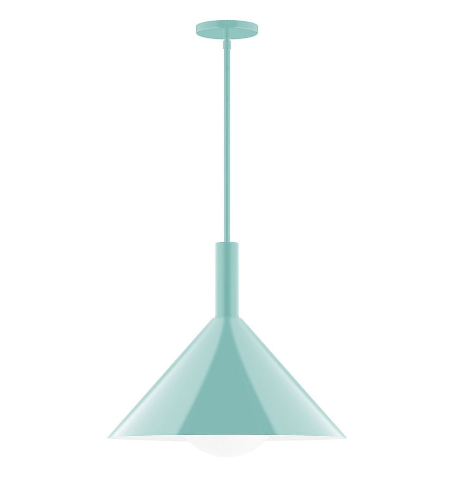 18" Stack Cone Stem Hung Pendant With 6 Inch White Opal Glass Globe, Sea Green - STGX467-G15-48