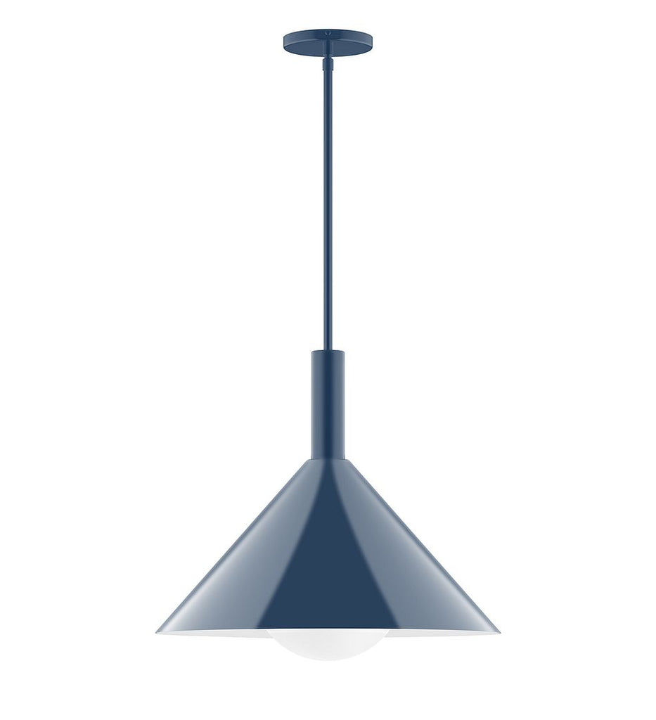 18" Stack Cone Stem Hung Pendant With 6 Inch White Opal Glass Globe, Navy - STGX467-G15-50