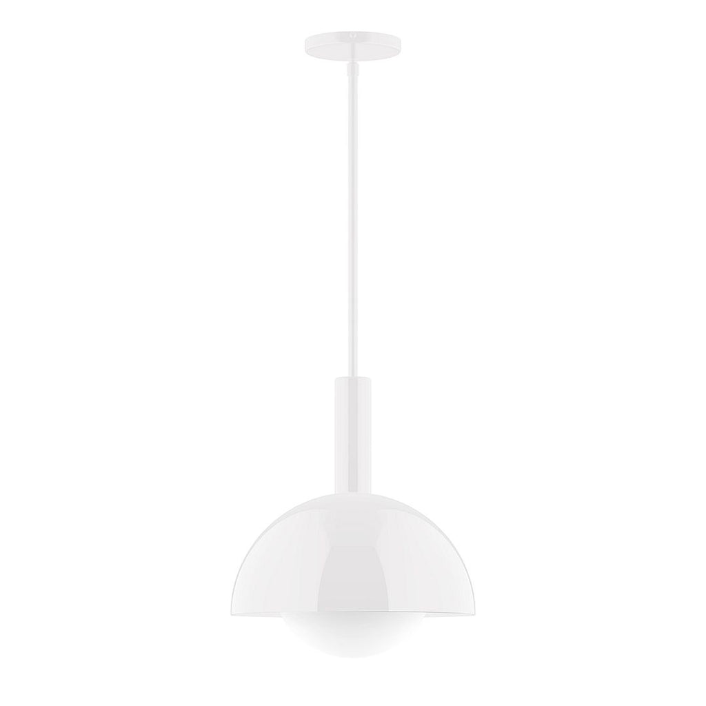 12" Stack Dome Stem Hung Pendant With 6 Inch White Opal Glass Globe, White - STGX471-G15-44