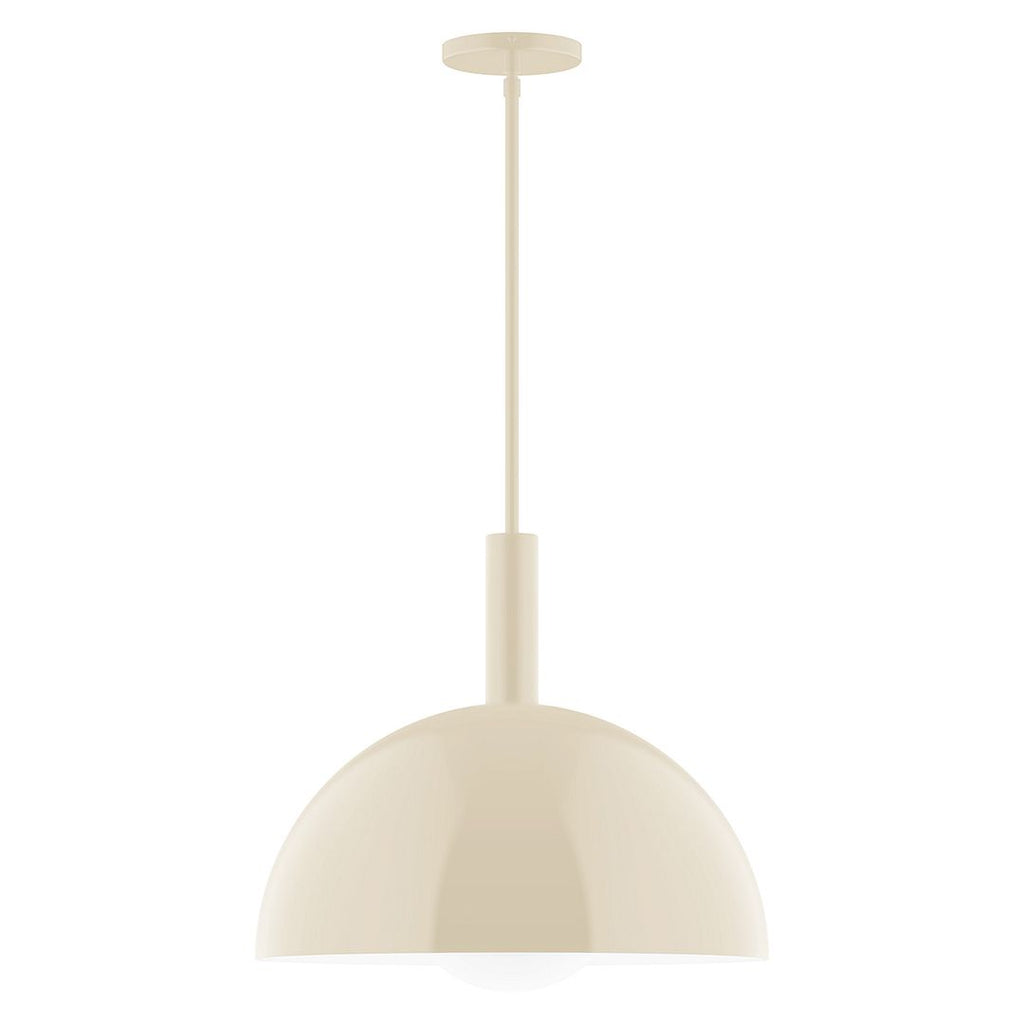 18" Stack Dome Stem Hung Pendant With 6 Inch White Opal Glass Globe, Cream - STGX472-G15-16