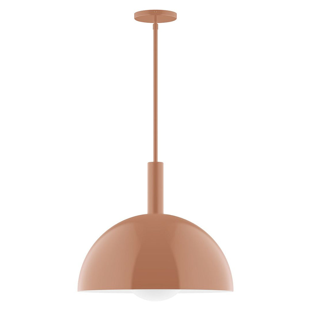 18" Stack Dome Stem Hung Pendant With 6 Inch White Opal Glass Globe, Terracotta - STGX472-G15-19