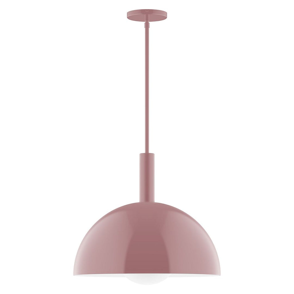 18" Stack Dome Stem Hung Pendant With 6 Inch White Opal Glass Globe, Mauve - STGX472-G15-20