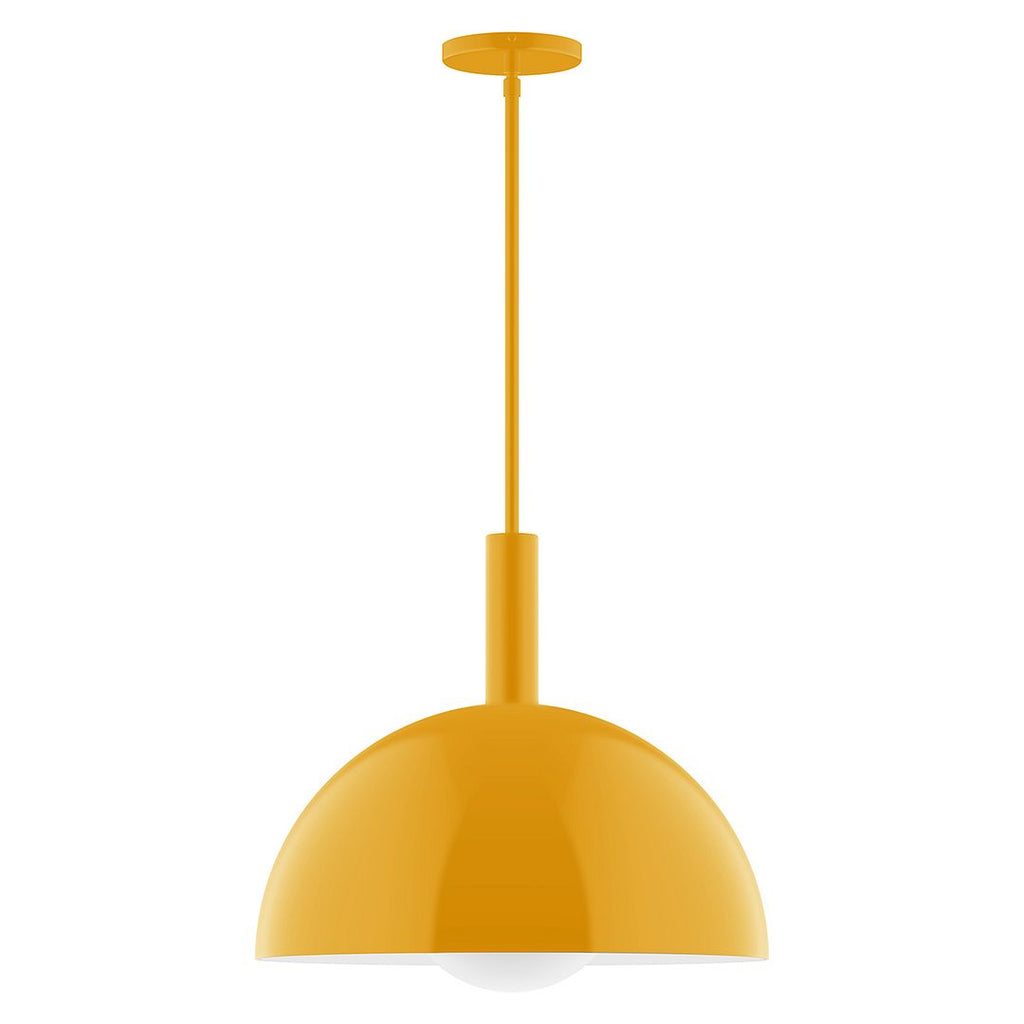 18" Stack Dome Stem Hung Pendant With 6 Inch White Opal Glass Globe, Bright Yellow - STGX472-G15-21