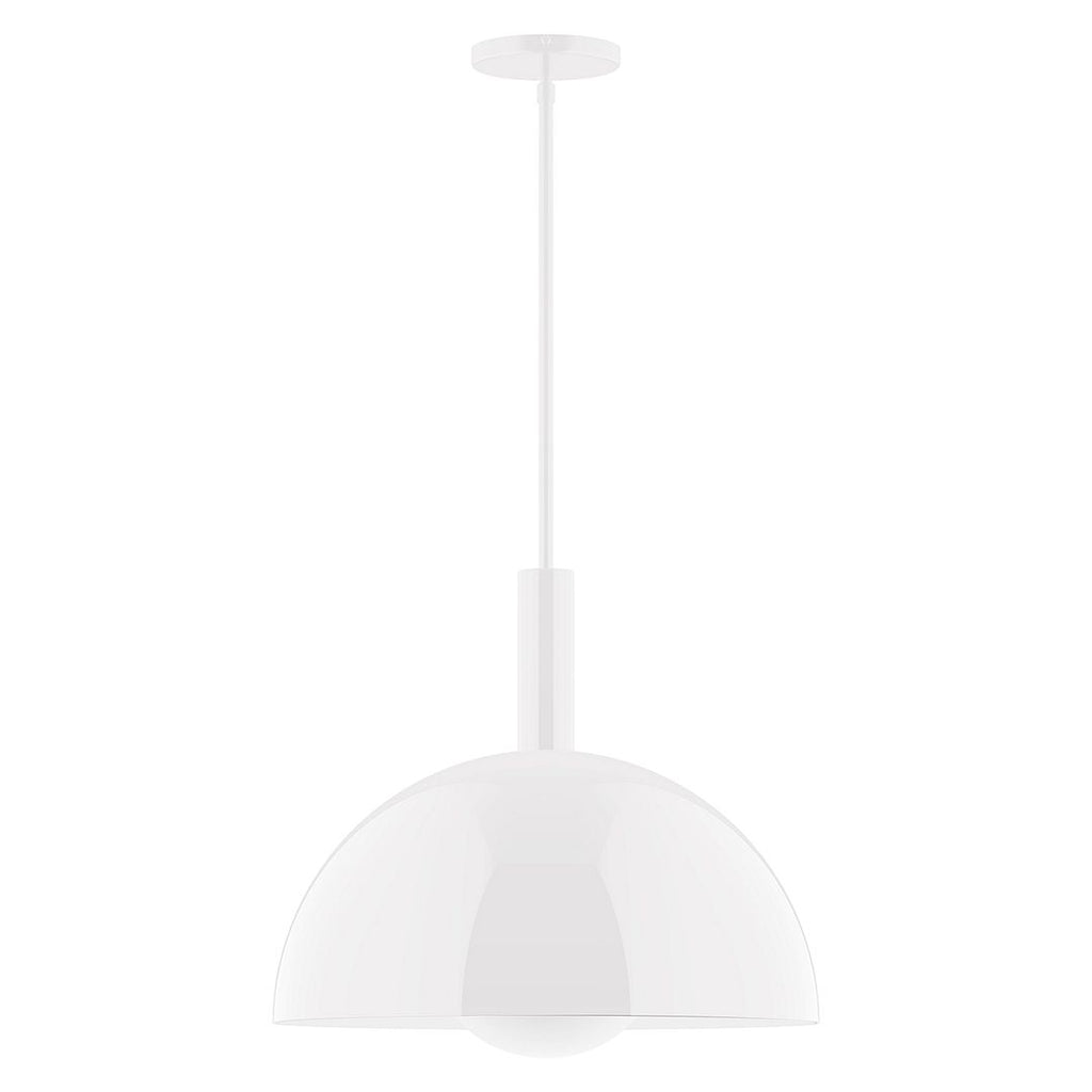 18" Stack Dome Stem Hung Pendant With 6 Inch White Opal Glass Globe, White - STGX472-G15-44