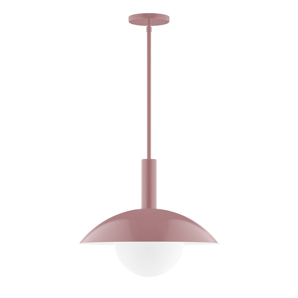 16" Stack Half Dome Stem Hung Pendant With 6 Inch White Opal Glass Globe, Mauve - STGX476-G15-20