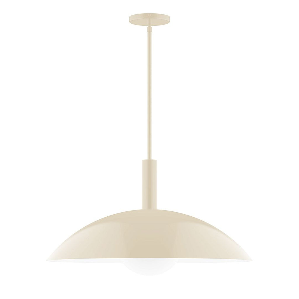 24" Stack Half Dome Stem Hung Pendant With 6 Inch White Opal Glass Globe, Cream - STGX477-G15-16