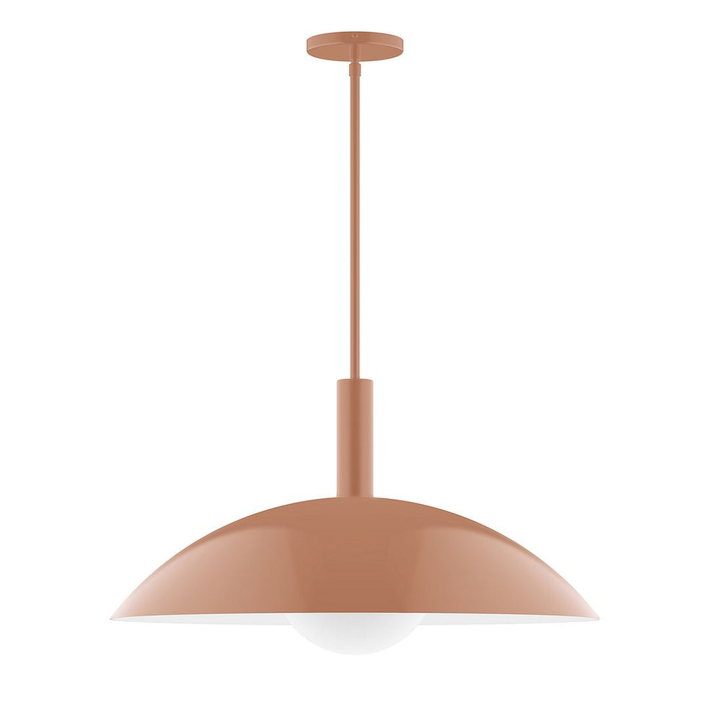 24" Stack Half Dome Stem Hung Pendant With 6 Inch White Opal Glass Globe, Terracotta - STGX477-G15-19