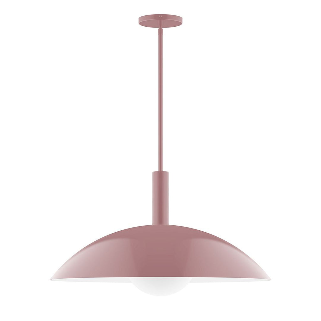 24" Stack Half Dome Stem Hung Pendant With 6 Inch White Opal Glass Globe, Mauve - STGX477-G15-20