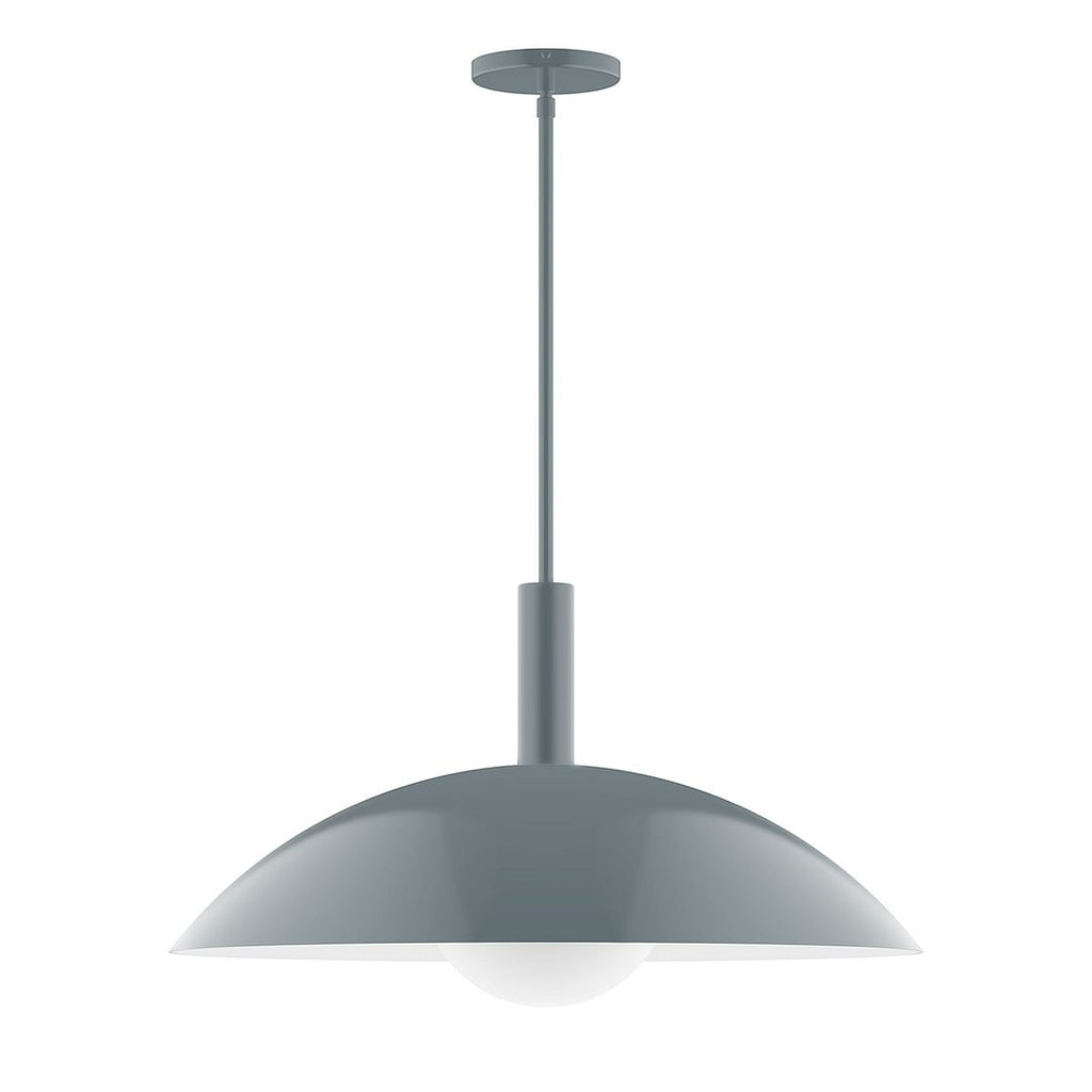 24" Stack Half Dome Stem Hung Pendant With 6 Inch White Opal Glass Globe, Slate Gray - STGX477-G15-40