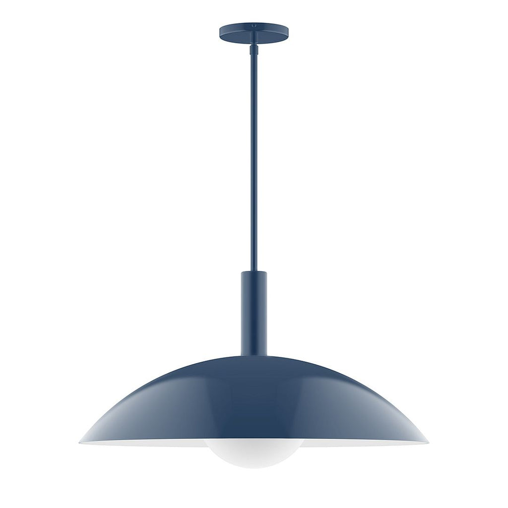 24" Stack Half Dome Stem Hung Pendant With 6 Inch White Opal Glass Globe, Navy - STGX477-G15-50