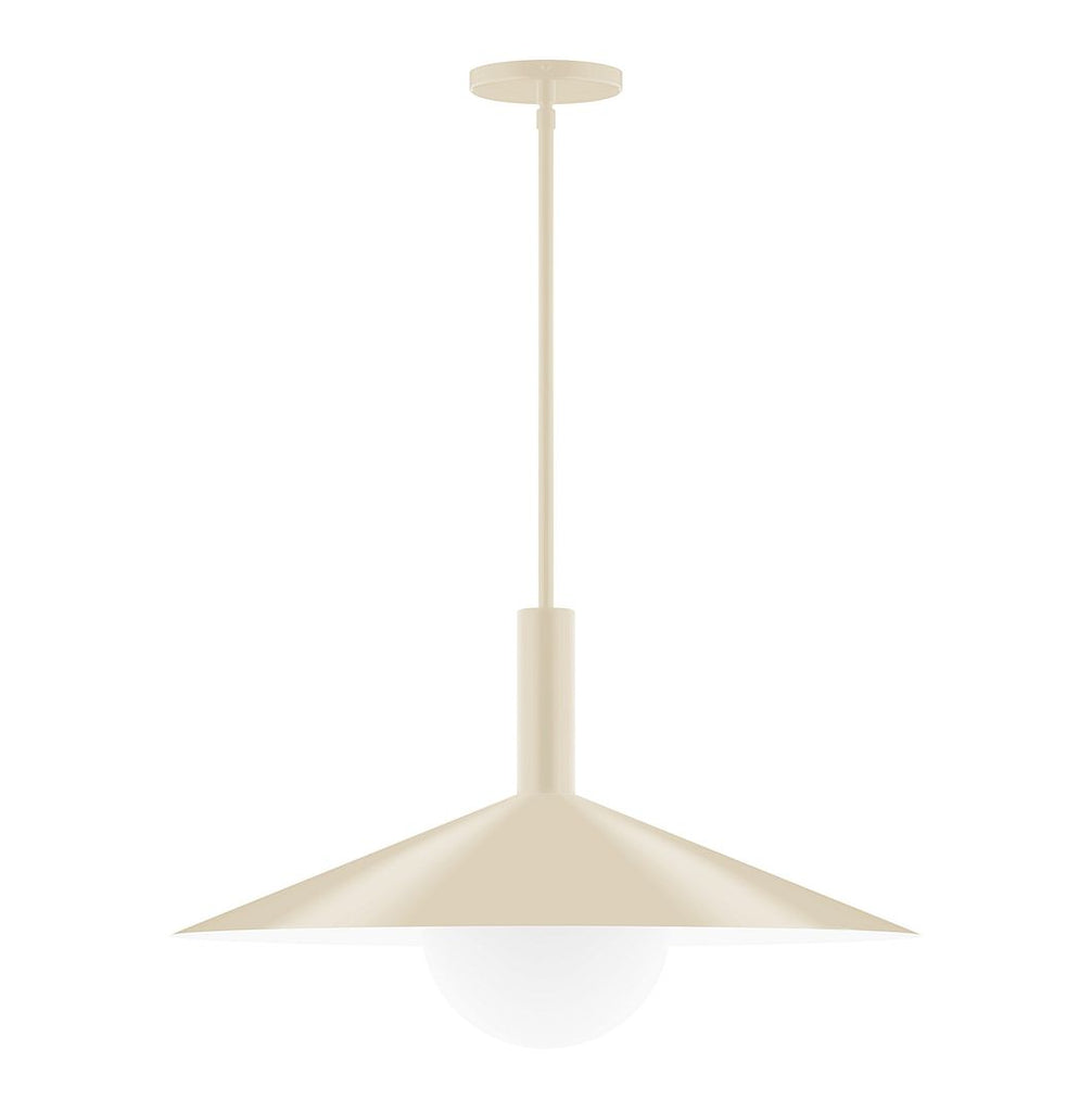 24" Stack Shallow Cone Stem Hung Pendant With 6 Inch White Opal Glass Globe, Cream - STGX478-G15-16