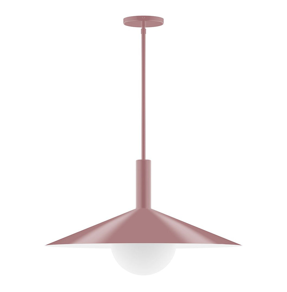 24" Stack Shallow Cone Stem Hung Pendant With 6 Inch White Opal Glass Globe, Mauve - STGX478-G15-20