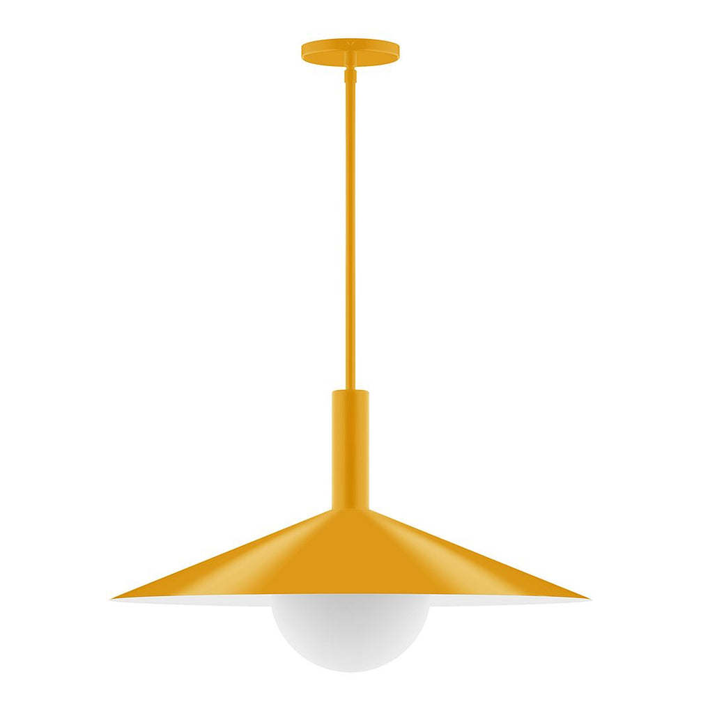 24" Stack Shallow Cone Stem Hung Pendant With 6 Inch White Opal Glass Globe, Bright Yellow - STGX478-G15-21