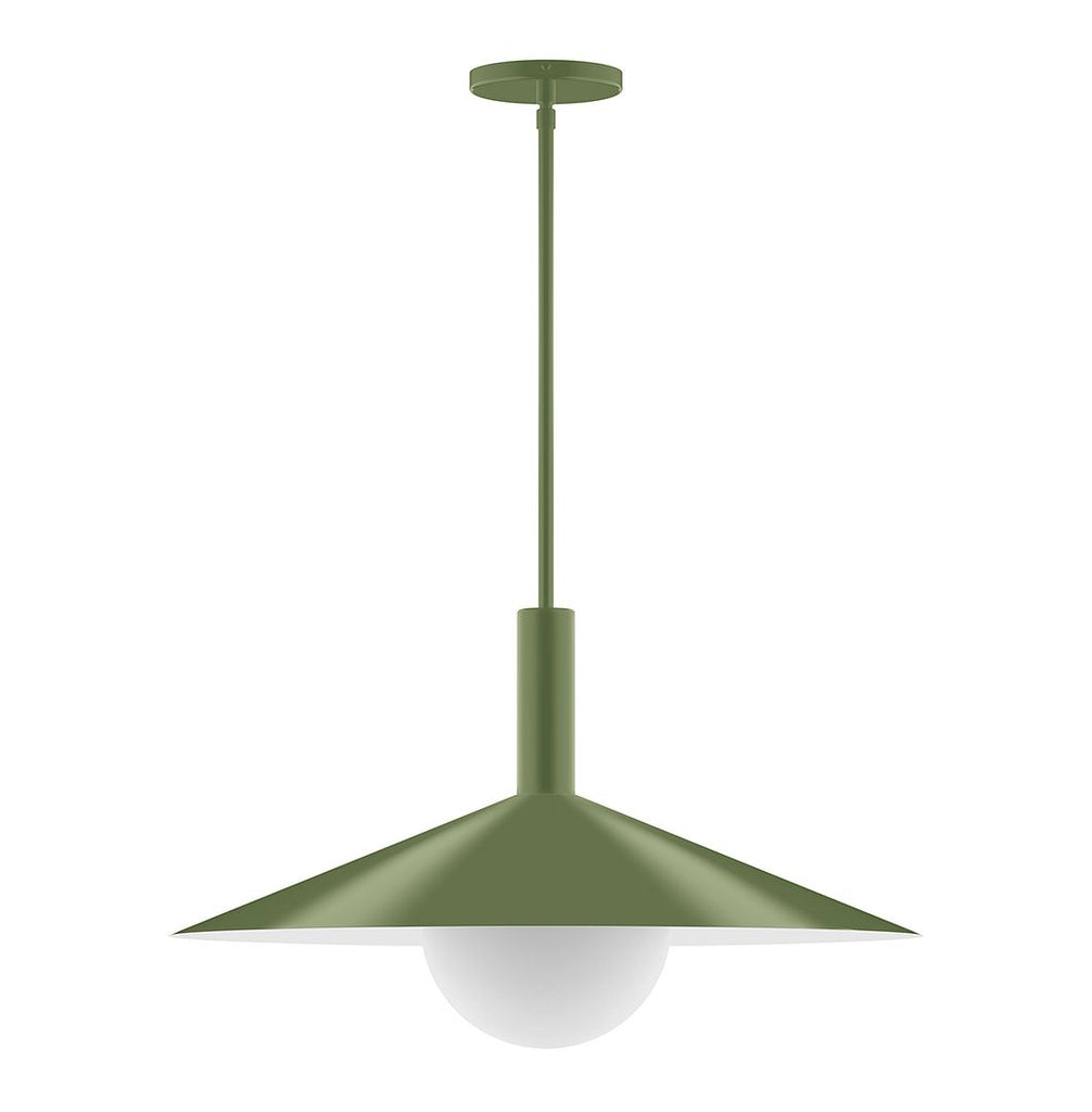 24" Stack Shallow Cone Stem Hung Pendant With 6 Inch White Opal Glass Globe, Fern Green - STGX478-G15-22